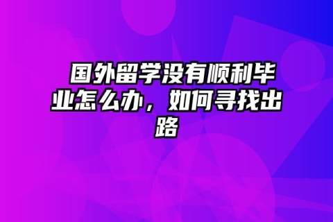 ​国外留学没有顺利毕业怎么办，如何寻找出路